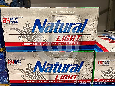 A case of Natural Light Beer also called Natty Light in a grocery store Editorial Stock Photo