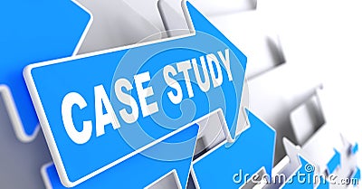 Case Study on Blue Arrow. Stock Photo