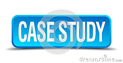 case study blue 3d realistic square button Vector Illustration