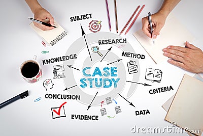 Case study Concept. Chart with keywords and icons Stock Photo