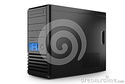 Case tower desktop home PC. Workstation computer Stock Photo