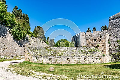 Casemate in the moat of the Rhodes old town, Greece Stock Photo