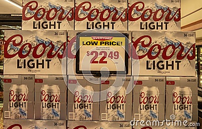 Cases of Coors Light Beer Editorial Stock Photo