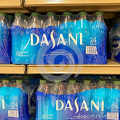 Cases of Dasani bottled water at a Publix store Editorial Stock Photo