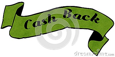 CASH BACK green ribbon. Stock Photo