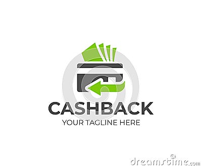 Cash back service logo template. Credit card and money vector design Vector Illustration