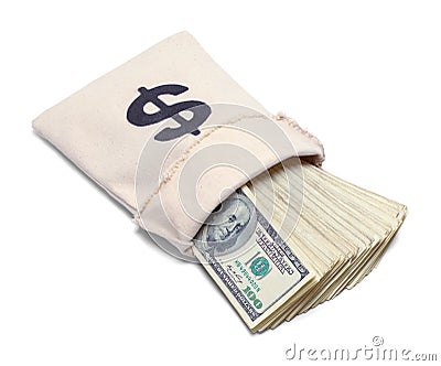 Cash In Bag Stock Photo