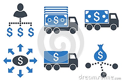 Cash Delivery Flat Glyph Icons Stock Photo