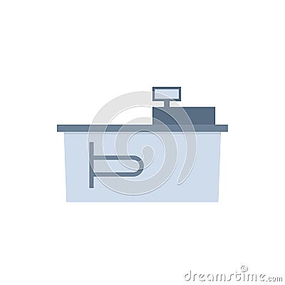 Cash desk with terminal icon Vector Illustration