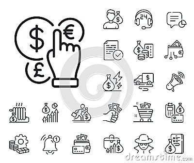 Money currency line icon. Cash exchange sign. Cash money, loan and mortgage. Vector Stock Photo