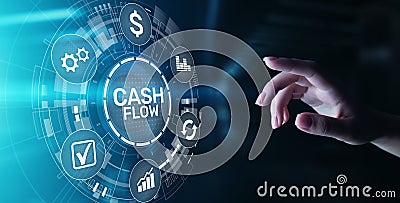 Cash flow button on virtual screen. Business Tehcnology concept Stock Photo