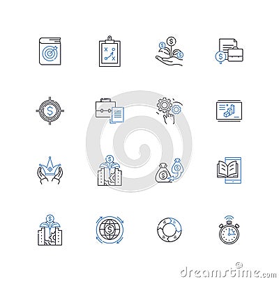 Cash flow line icons collection. Revenue, Expenses, Liquidity, Debt, Income, Balance, Budget vector and linear Vector Illustration