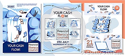 Cash flow, stable income website, banner. Poster with idea of income growth and development Vector Illustration