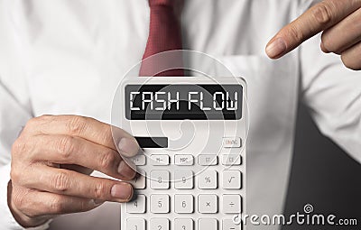 Cash flow word on calculator, cashflow inscription Stock Photo