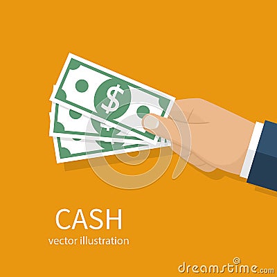 Cash in hand Vector Illustration