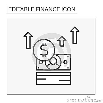 Cash increase line icon Vector Illustration
