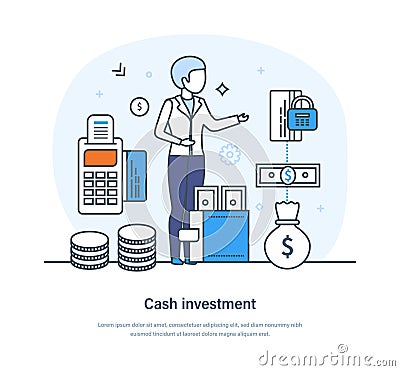 Cash investment security financial services, Investment profit and earning concept Vector Illustration