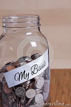 Cash Jar Filled for my Bank Stock Photo