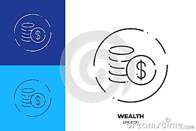 Cash line art vector icon. Outline symbol of money Vector Illustration