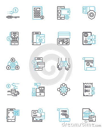 Cash linear icons set. My , Currency , Coins , Greenback , Dough , Bucks , Bankroll line vector and concept signs. Cash Vector Illustration