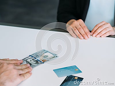 Cash money bribe credit card business corruption Stock Photo