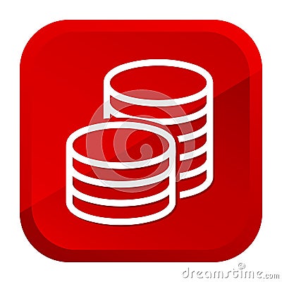 Cash Money Coins Icon. Red Button. Eps10 Vector Vector Illustration