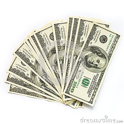 Cash money dollar on white. Stock Photo