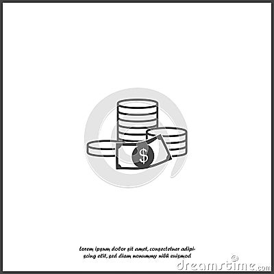 Cash money icon. Flat image money on white isolated background. Layers grouped for easy editing illustration. Vector Illustration