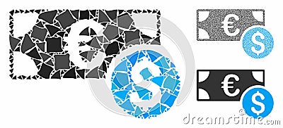 Cash Mosaic Icon of Abrupt Parts Vector Illustration