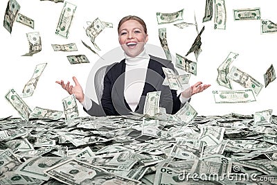 Cash rain Stock Photo