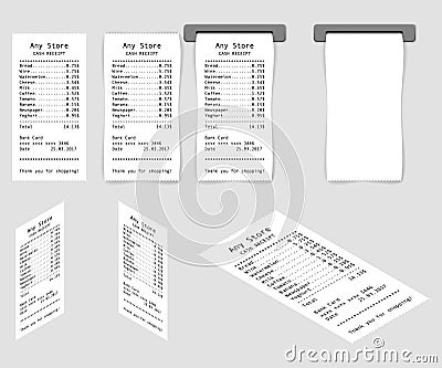 Cash receipt set Vector Illustration