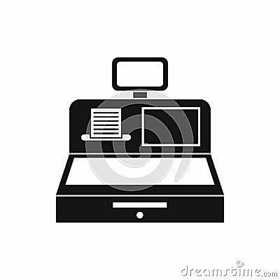 Cash register with cash drawer icon, simple style Vector Illustration