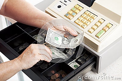 Cash Register Drawer Horizontal Stock Photo