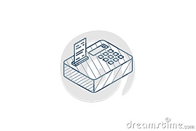 cash register isometric icon. 3d line art technical drawing. Editable stroke vector Cartoon Illustration