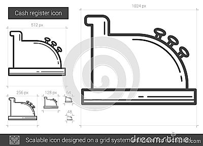 Cash register line icon. Vector Illustration