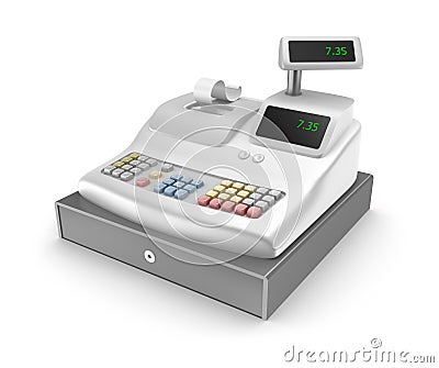 Cash register on white background Stock Photo