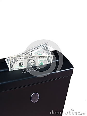 Cash in Shredder Stock Photo