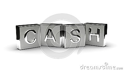 Cash Text on Metal Block Stock Photo