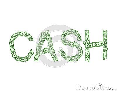 Cash text of money. Vector Illustration