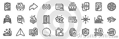 Cash transit, Cable section and Laureate line icons pack. For web app. App line icons. Vector Vector Illustration