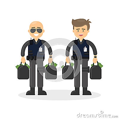 Cash transit security. Vector Illustration