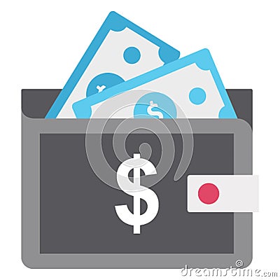 Cash wallet, pocketbook Isolated Vector Icon which can be easily edited Vector Illustration
