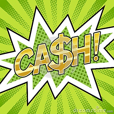 Cash word comic book pop art vector illustration Vector Illustration