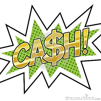 Cash word comic book pop art vector illustration Vector Illustration