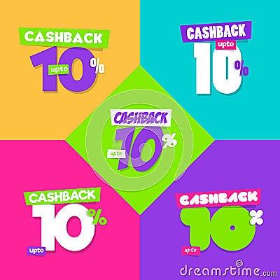 Set of upto 10% Cashback - 5 Different Alternate Vector Illustration