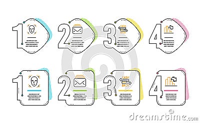 Cashback card, Face detection and Mail icons set. Decreasing graph sign. Vector Vector Illustration