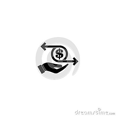 Cashback icon. Return money, Cash back icon isolated on white background Vector Illustration