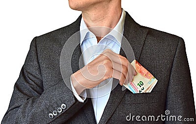 Cashback money bribing corrupt plugging bill euro Stock Photo