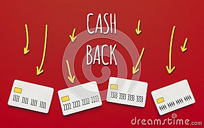 Cashback money on a credit card. Bonus payments Stock Photo