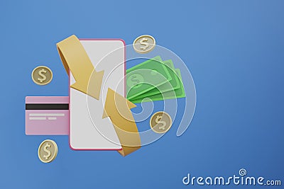 Cashback refund from online shopping payment icon 3D render illustration Cartoon Illustration